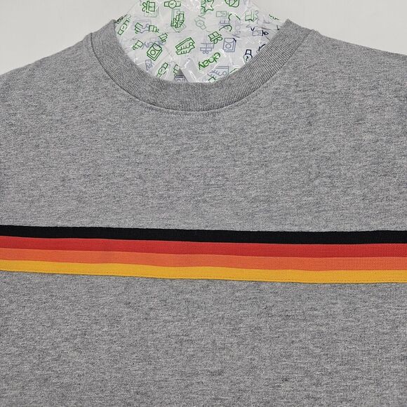 Ninth Hall Shirt Mens Medium Sweater Crewneck Long Sleeve Tee Gray Striped - Picture 2 of 9